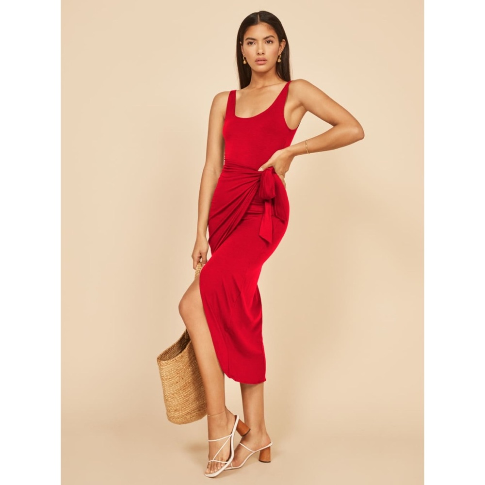 Reformation Red Kaila Wrap Dress